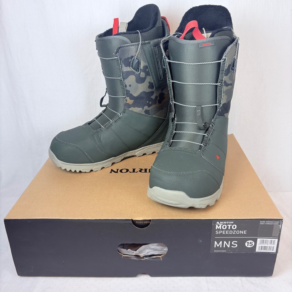 Burton Moto Speedzone Snowboard Boots Mens 15 Dark Green Camo 104361